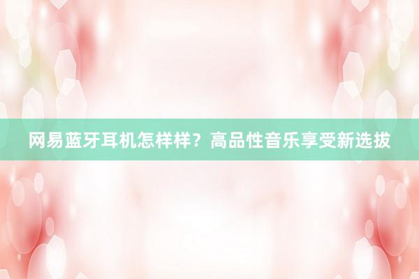 网易蓝牙耳机怎样样？高品性音乐享受新选拔